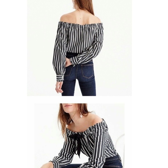 J.Crew Off Shoulder Striped Bow Top - Picture 2 of 8